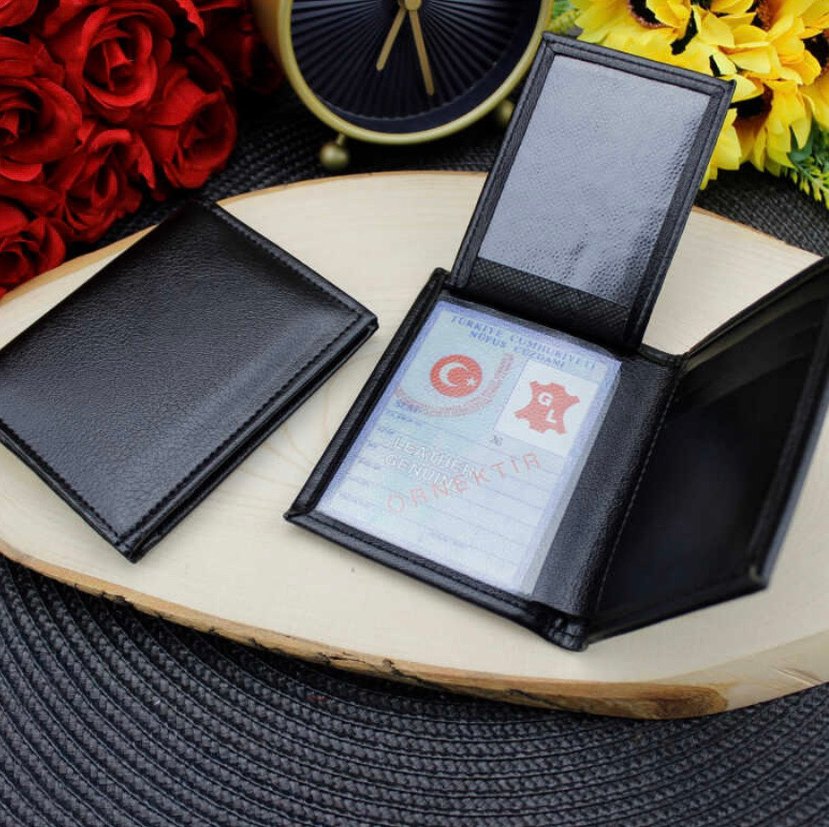 Siyah Erkek Deri Cüzdan LETRA Logolu - Görsel 2
