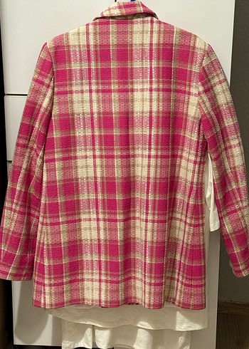Pembe Ekose Desenli Kadın Blazer Ceket - Görsel 2