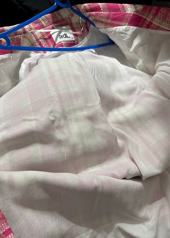 Pembe Ekose Desenli Kadın Blazer Ceket - Görsel 5