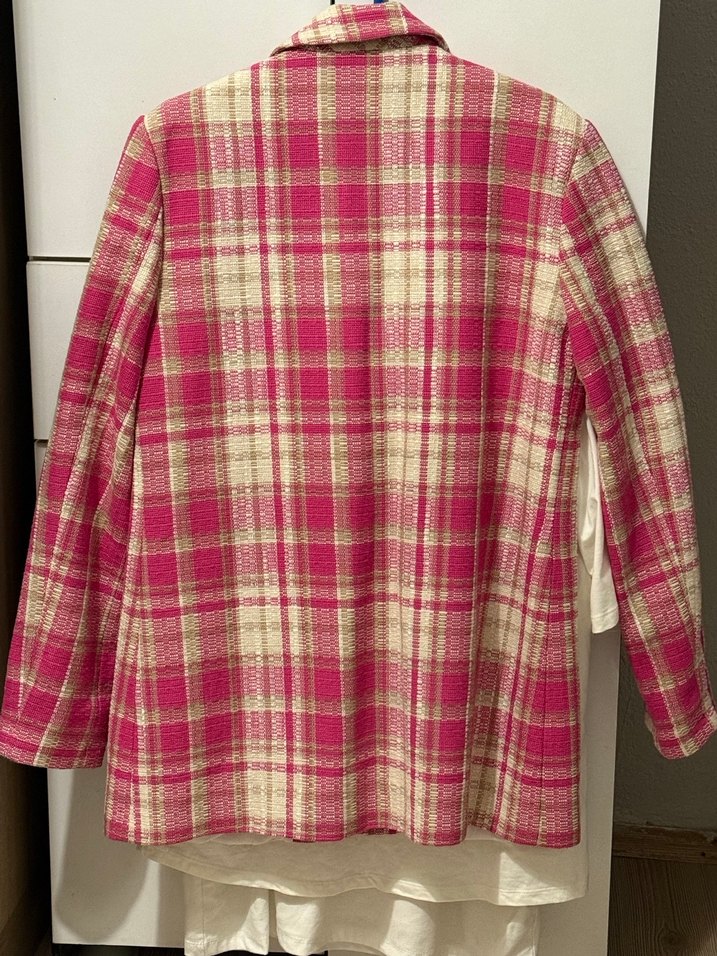 Pembe Ekose Desenli Kadın Blazer Ceket - Görsel 2