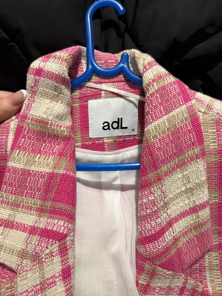 Pembe Ekose Desenli Kadın Blazer Ceket - Görsel 3