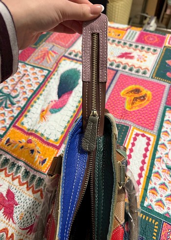 Renkli Deri Bohem Kadın Çantası - Görsel 6