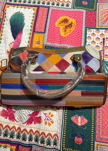 Renkli Deri Bohem Kadın Çantası - Görsel 2