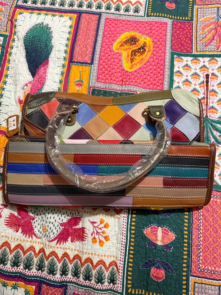 Renkli Deri Bohem Kadın Çantası - Görsel 2