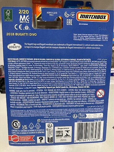  Matchbox Premium Collectors 2018 Bugatti Divo