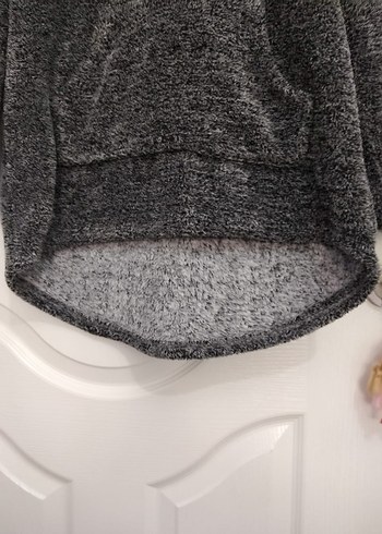 36 Beden gri Renk Gri Kapüşonlu Triko Sweatshirt 36-38 Uyumlu