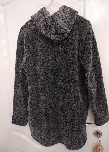 Diğer Gri Kapüşonlu Triko Sweatshirt 36-38 Uyumlu