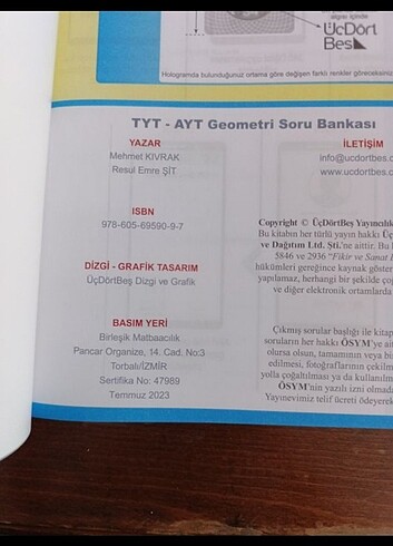 Beden Renk Üç dört beş AYT TYT Geometri soru bankası