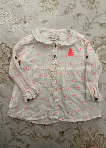 Kız Çocuk Uzun Kollu Beyaz Düğmeli Gömlek - Görsel 2