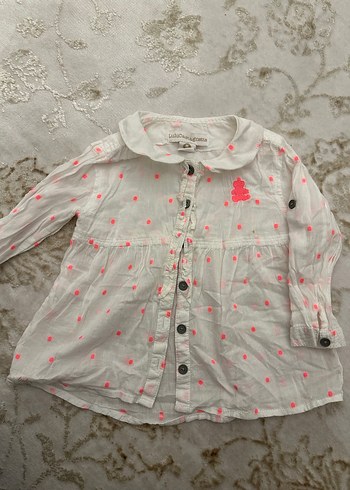 Kız Çocuk Uzun Kollu Beyaz Düğmeli Gömlek - Görsel 3