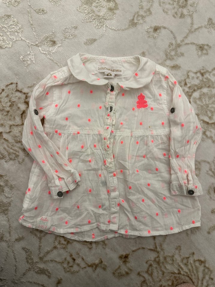 Kız Çocuk Uzun Kollu Beyaz Düğmeli Gömlek - Görsel 2