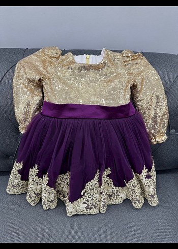 Kız Çocuk Mor Dantel Detaylı Abiye Elbise - Görsel 2