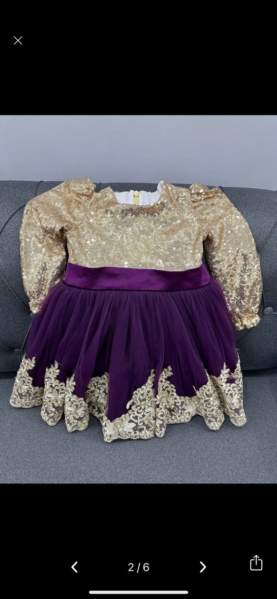 Kız Çocuk Mor Dantel Detaylı Abiye Elbise - Görsel 2