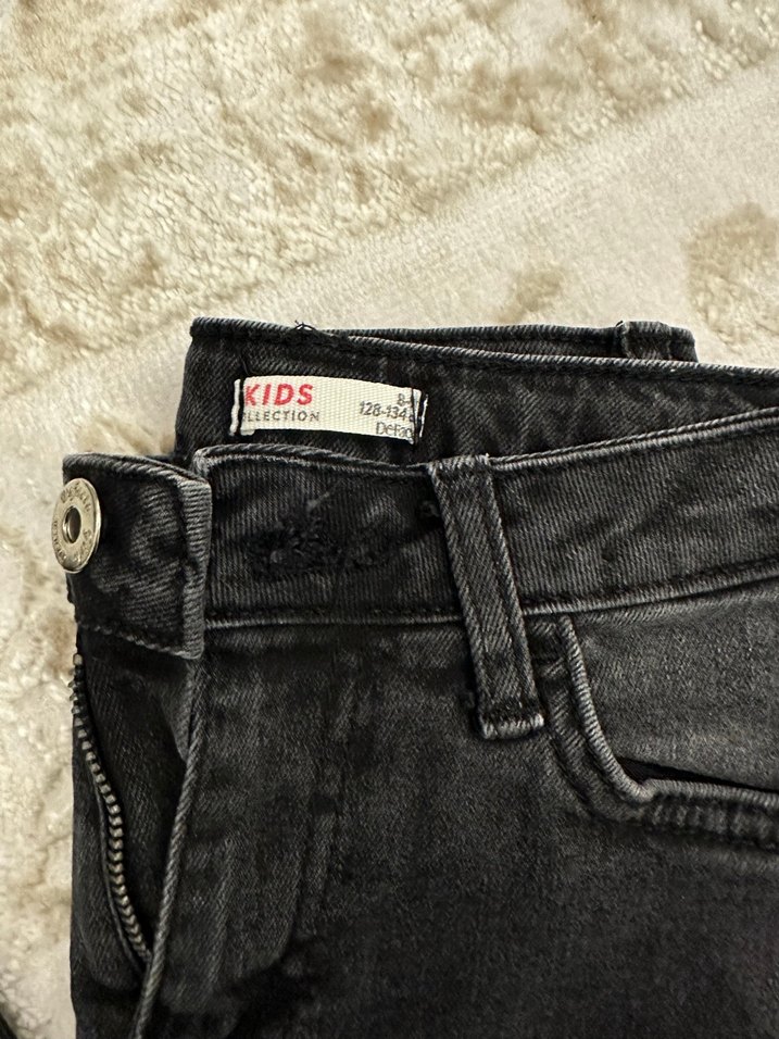 Gri Tüylü  Denim Pantolon - Görsel 2