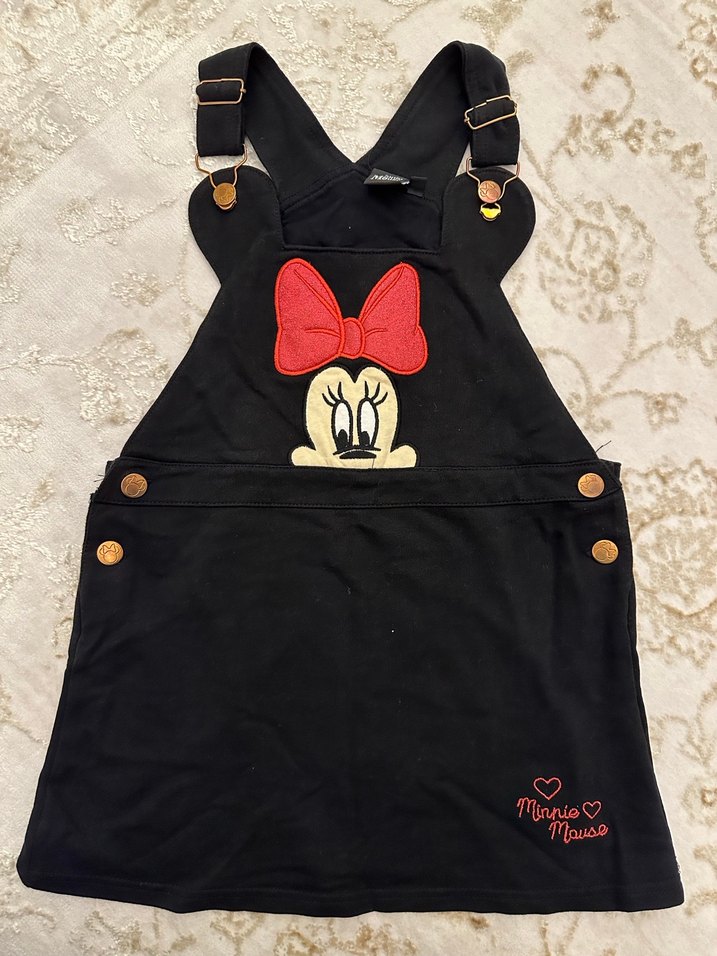 Kız Çocuk Siyah Askılı Nakışlı Elbise - Görsel 2