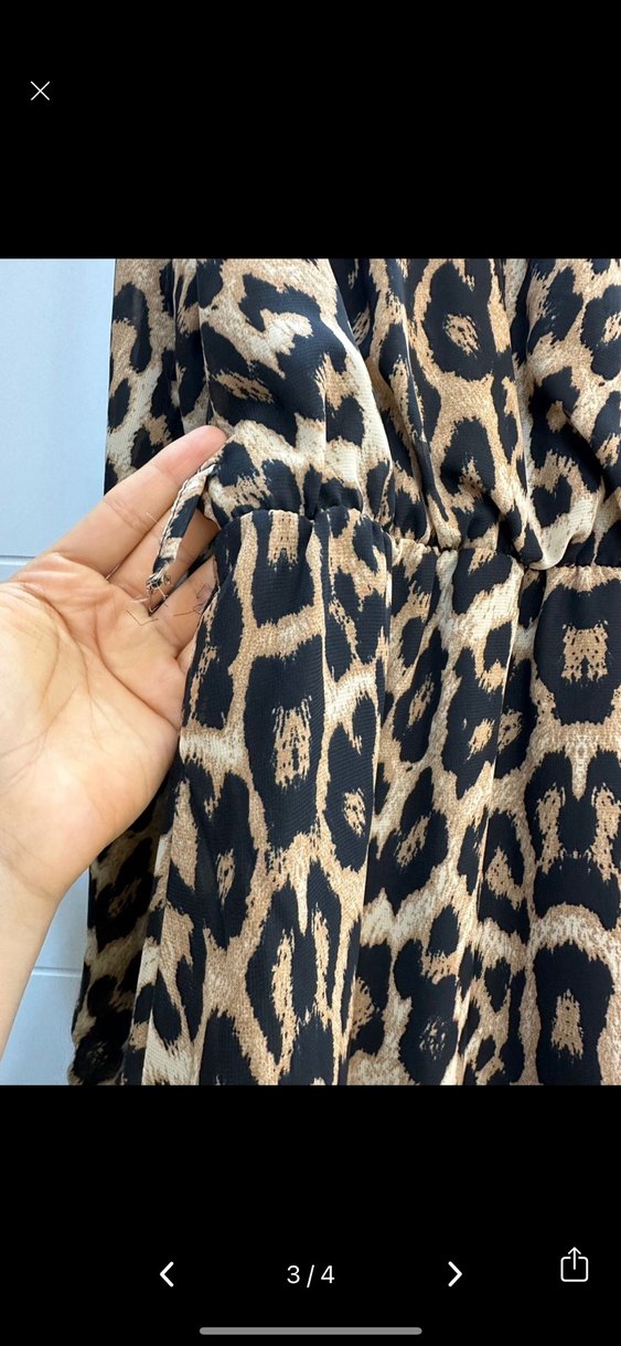 Kahverengi Leopar Desenli Mini Elbise - Görsel 2