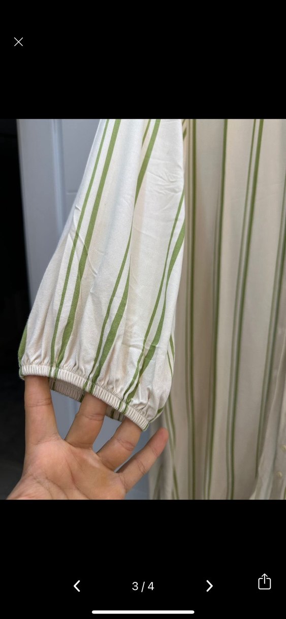 Bej Çizgili Uzun viskon Gömlek - Görsel 2