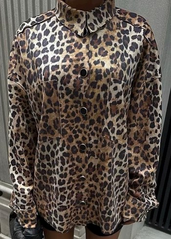 Kahverengi Leopar Desenli gomlek - Görsel 2