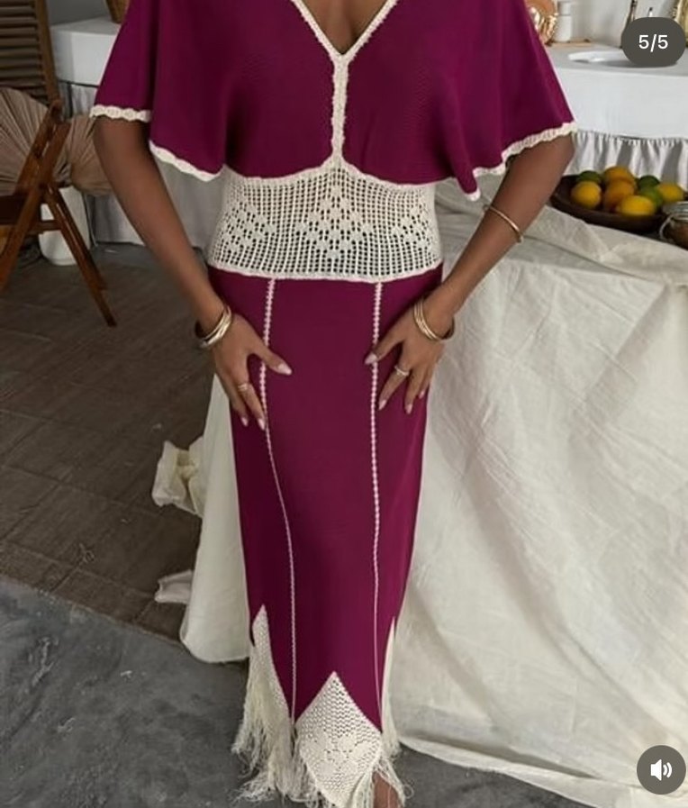 Bordo Dantel Detaylı Bohem Uzun Elbise - Görsel 2