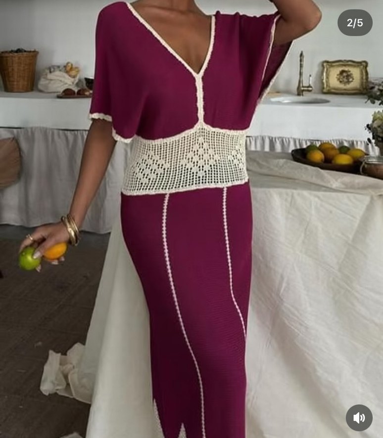 Bordo Dantel Detaylı Bohem Uzun Elbise - Görsel 3