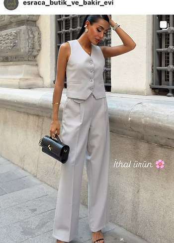 Gri Kolsuz Kadın Takım Elbise - Görsel 2