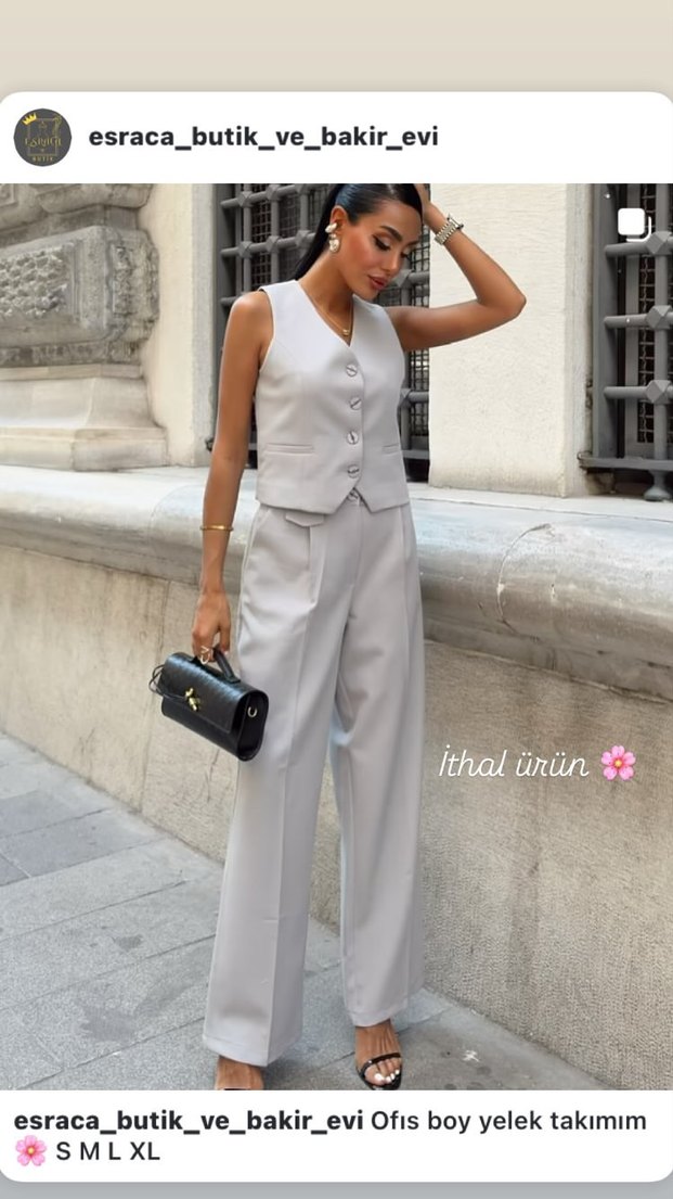 Gri Kolsuz Kadın Takım Elbise - Görsel 2