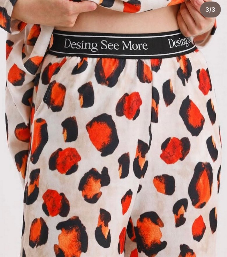 Beyaz Leopar Desenli Kadın Pijama Takımı - Görsel 3