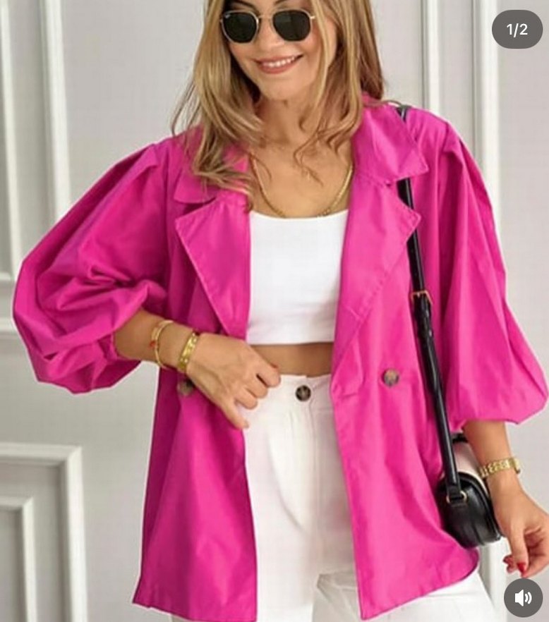 Pembe Mini Düğmeli Kadın Trençkot - Görsel 2