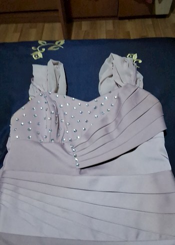 Abiye pudra pembe Mini Abiye Elbise