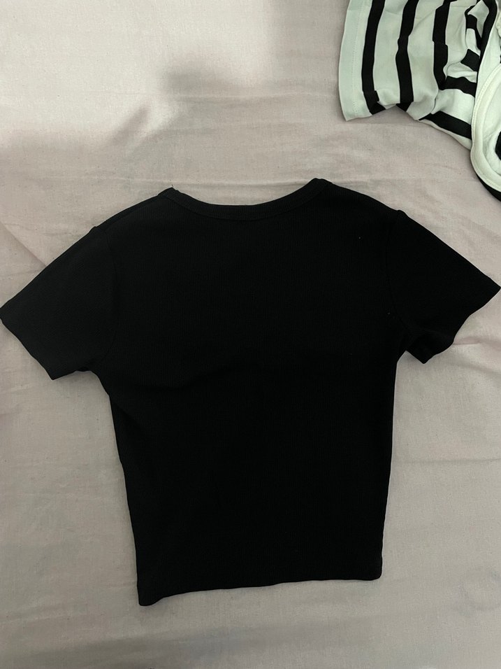 Siyah Basic Kısa Kollu Kadın Tişört - Görsel 3