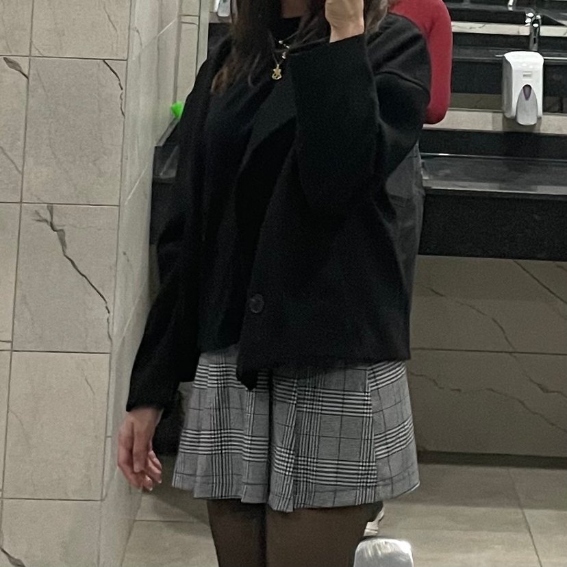 Gri kareli etek Mini Kadın etek - Görsel 2