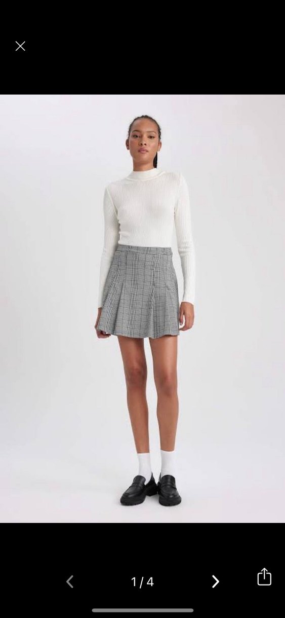 Gri kareli etek Mini Kadın etek - Görsel 4