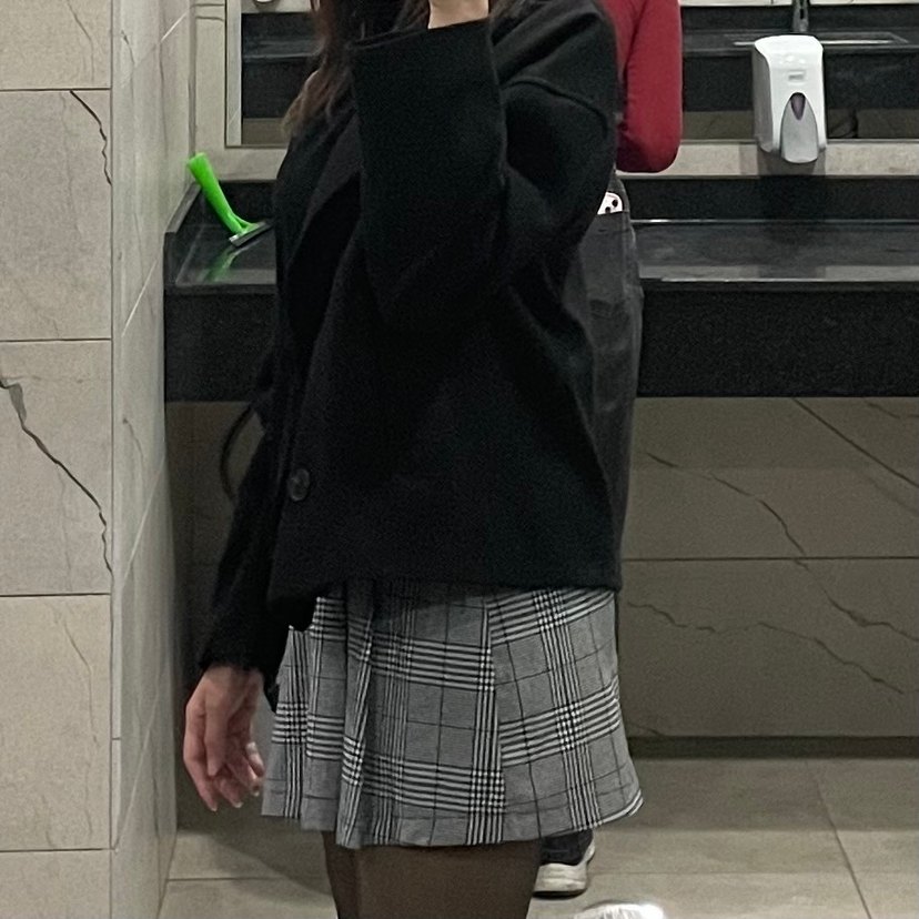 Gri kareli etek Mini Kadın etek - Görsel 3