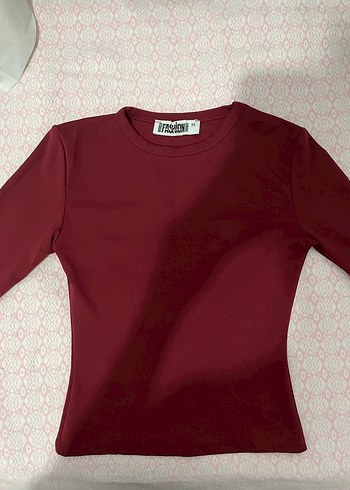 Bordo Uzun Kollu Dar Kesim Bluz - Görsel 2