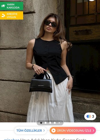 Siyah Deri Kadın Çanta - Görsel 2