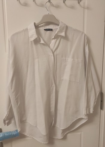 Kadın Beyaz Keten Uzun Kollu Gömlek - Görsel 2