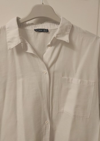 Kadın Beyaz Keten Uzun Kollu Gömlek - Görsel 3