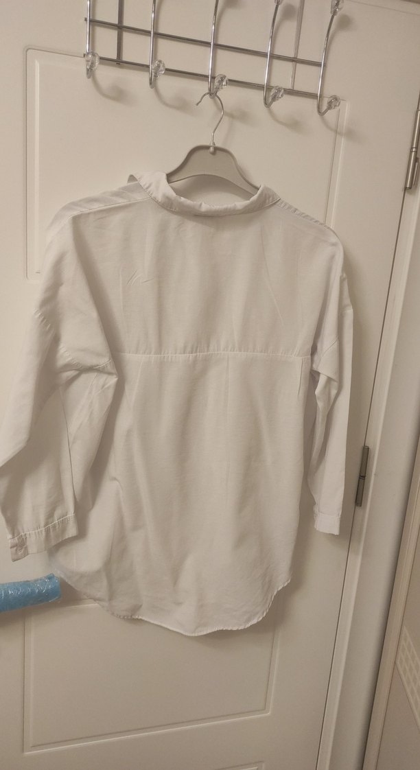 Kadın Beyaz Keten Uzun Kollu Gömlek - Görsel 5