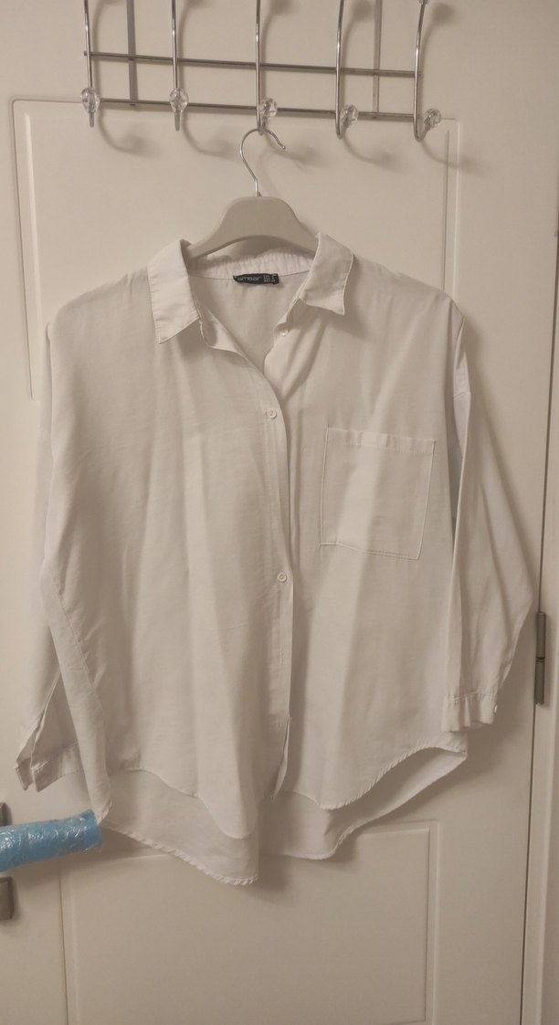 Kadın Beyaz Keten Uzun Kollu Gömlek - Görsel 2