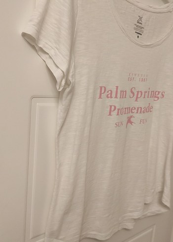 Beyaz Pamuklu Baskılı Kadın Tişört - Görsel 5