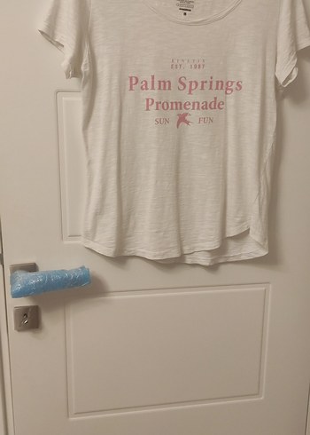 Beyaz Pamuklu Baskılı Kadın Tişört - Görsel 2