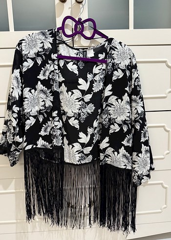 Püsküllü Bohem Kısa Kimono