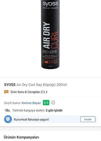 Syoss AIR DRY SPREY KÖPÜK 