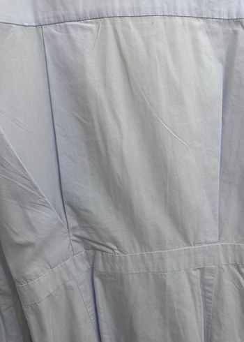 İpekyol Ucuk Mavi V Yaka Keten Pilili Uzun Kadın Gömlek - Görsel 5