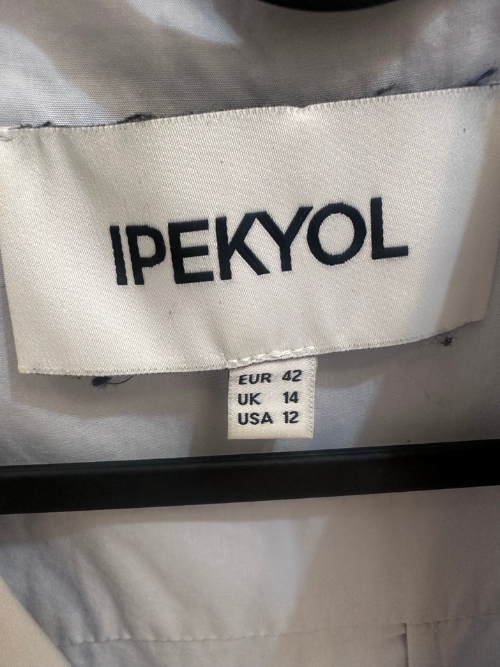 İpekyol Ucuk Mavi V Yaka Keten Pilili Uzun Kadın Gömlek - Görsel 4