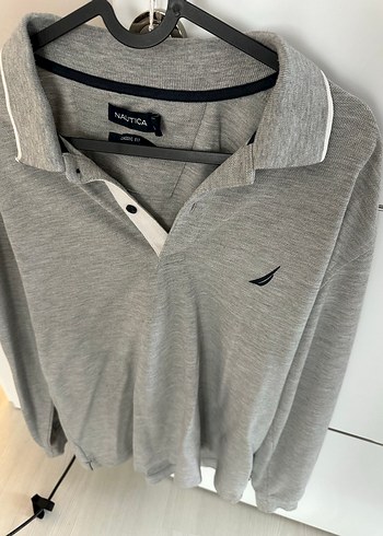 Gri Uzun Kollu Nautica Polo Tişört - Görsel 3