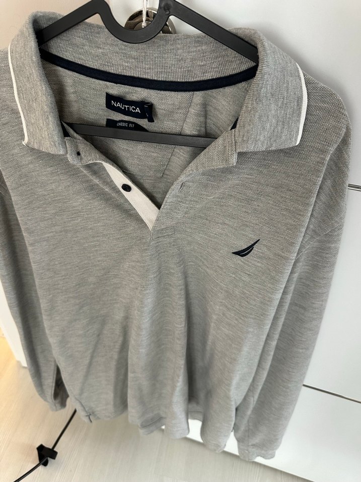 Gri Uzun Kollu Nautica Polo Tişört - Görsel 3