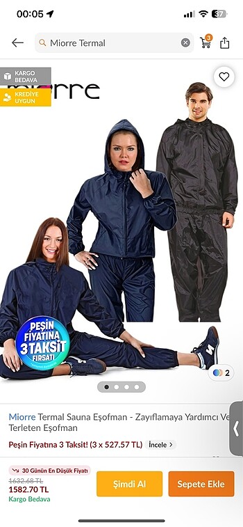xl Beden Miorre termal sauna eşofmanı