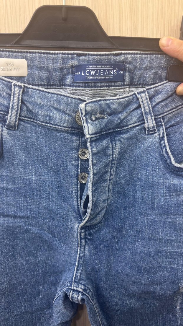 Düğmeli Mavi Denim  erkekJean - Görsel 2