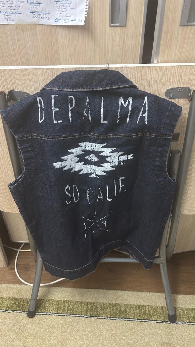 Kadın Lacivert Kolsuz kot  Biker Yelek - Görsel 2